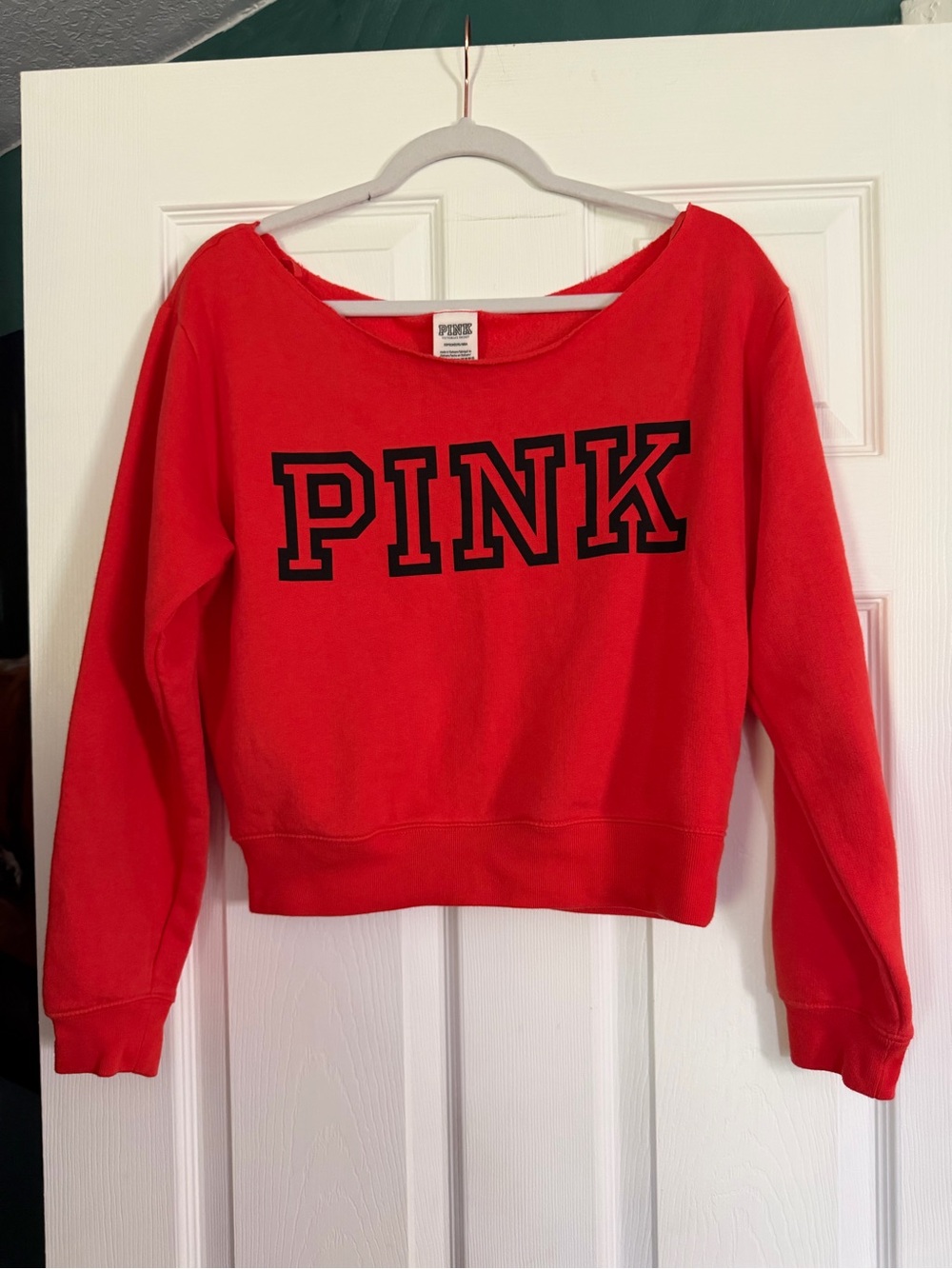 PINK Victoria's Secret Bright Red Fleece Pullover